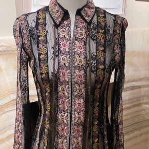 ALICE + OLIVIA LACE EMBROIDERED BLOUSE SIZE S